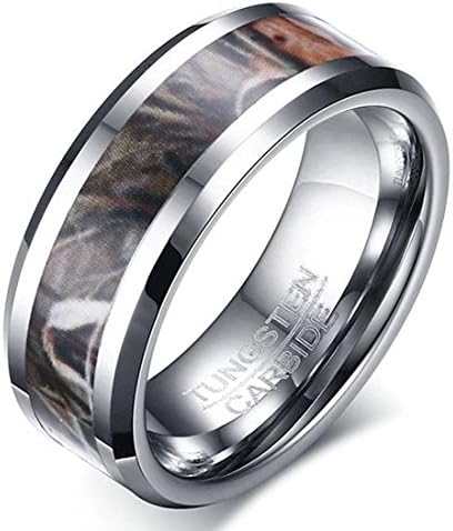 DDOLAA Jewelry 8mm Marines/Army/Navy Military Camouflage Camo Inlay Tungsten Carbide Wedding Rings Band
