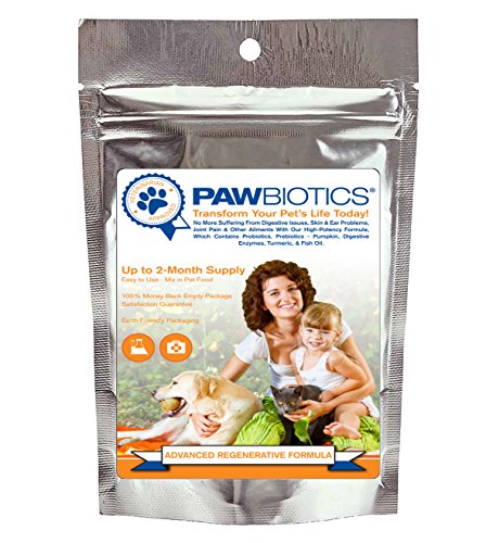 Pawbiotics pet probiotics and enzymes with prebiotics, pumpkin, turmeric, fish oil a natural supplement for dogs and cats (4 ounce)