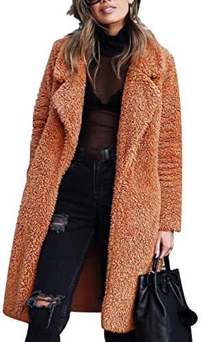 Borlai Direct Women's Winter Teddy Bear Fleece Faux Fur Fluffy Lapel Coat Jackets Cardigan Jumper Outwear