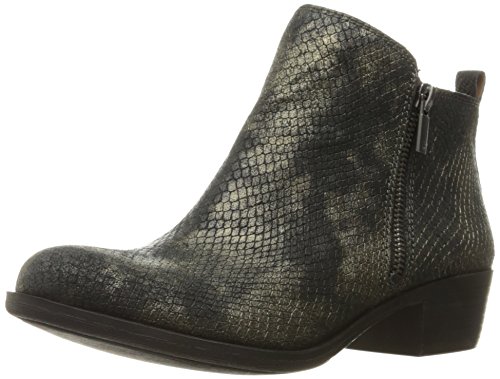 Lucky brand women s lk-basel ankle bootie, black/gold, 10 m us