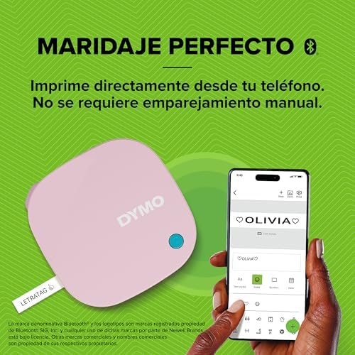 Kit de Rotulagem Bluetooth LetraTag 200B em Rosa | Impressora de Etiquetas Compactas | Liga-se via tecnologia Bluetooth sem fios ao iOS e Android | Inclui 3 fitas de etiqueta