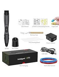 Tecboss - Bolígrafo 3D con relleno de filamento PLA (pantalla OLED, carga USB, control de temperatura, control de impresión de 8 velocidades)