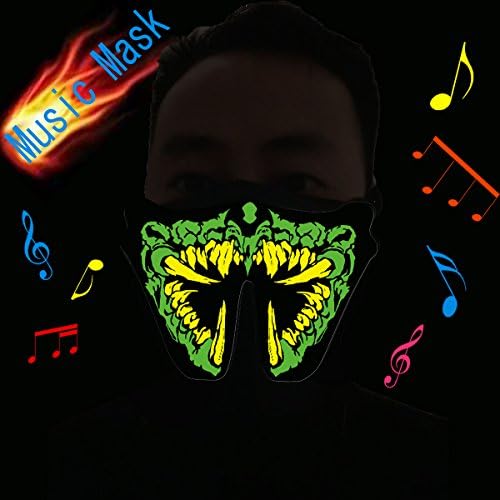 Flashingworld Led party Mask with music and sound active for dancing,riding,skating,party and any festival (grass green)