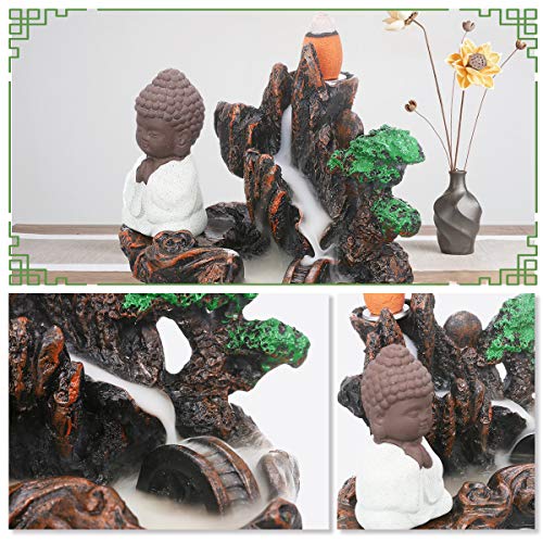 Jeteven Waterfall Backflow Incense Burner Sticks Holder - Ride The Crest of Wave, Ideal for Yoga Room Home Decoration & Handicraft Gift