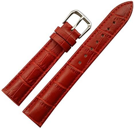 14mm Women's Red Genuine Replacement Leather Watch Band Alligator Grain Matte Finish with Low Gloss