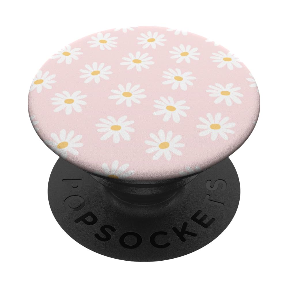 PopSockets Daisy flowers Pink background For Womens PopSockets PopGrip: Swappable Grip for Phones & Tablets