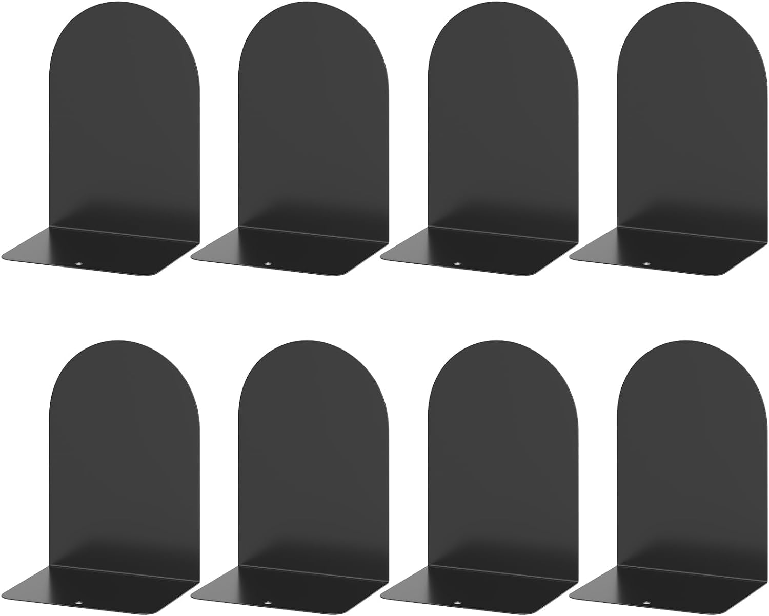 Deefongo Book Ends,Metal Bookends, 8 Pieces Black Book Ends for Shelves,Non Skid No Rusting Book End, Unique Designs Book Stopper for Home, Office, Library