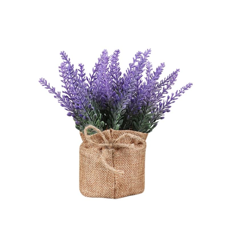 Photo 1 of 1 Pack Fake Flowers Purple Artificial Lavender Potted Bunches Small Faux Lavender Plants for Window Patio,Rustic Farmhouse,Wedding Centerpieces,Indoor Outdoor Decorations,Home Vase Fillers
