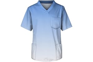 Men's Scrubs Tops Graphic 2025 Plus Size V-Ncek Short Sleeve Printed Working Nurse Uniform with Pocket