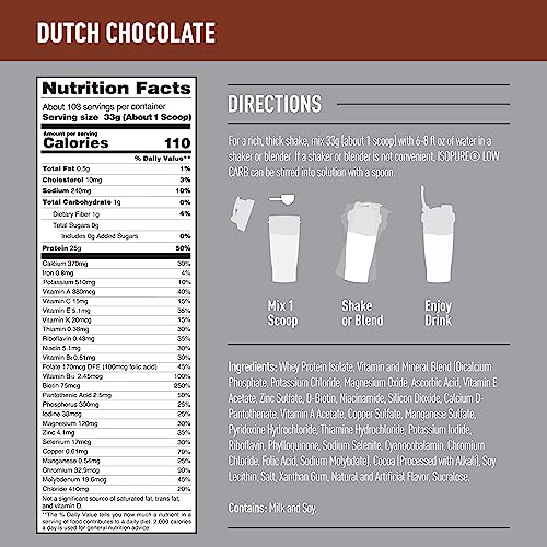 Isopure Protein Powder, Low Carb Whey Isolate, Gluten Free, Lactose