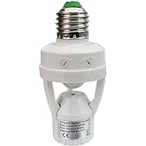 Taigeguang PIR Motion Sensor Light Socket,E26/E27 Smart Lamp Bulb Holder Adapter Auto On/Off Light Control Suitable for Garage Basement Porch Storage Room Indoor Use Only
