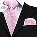 Hi-Tie Silk Paisley Ties for Men Necktie Pocket Square Cufflinks Set Foral Tie Sets Formal Business,Pink
