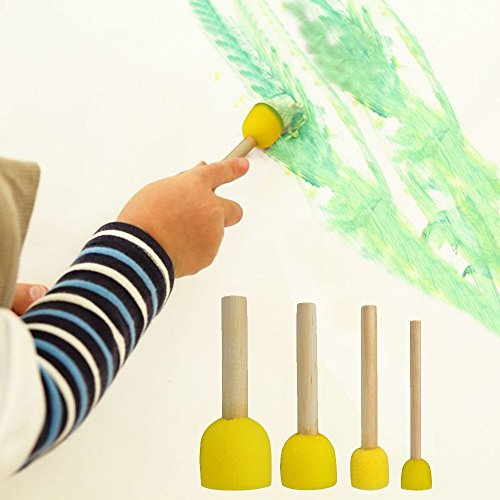 JMAF 40-Pieces Assorted Size Round Sponges Brush Set, Paint Tools for Kids - Thumbnail 4