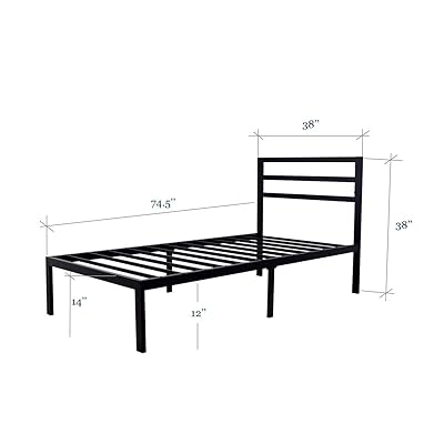 Buy Ambee21 Modern Twin Platform Metal Bed Frame With Headboard 14 Inch Black Heavy Duty Iron Metal Bed Frame Sturdy Mattress Support Under Bed Storage Steel Slat Support No Box