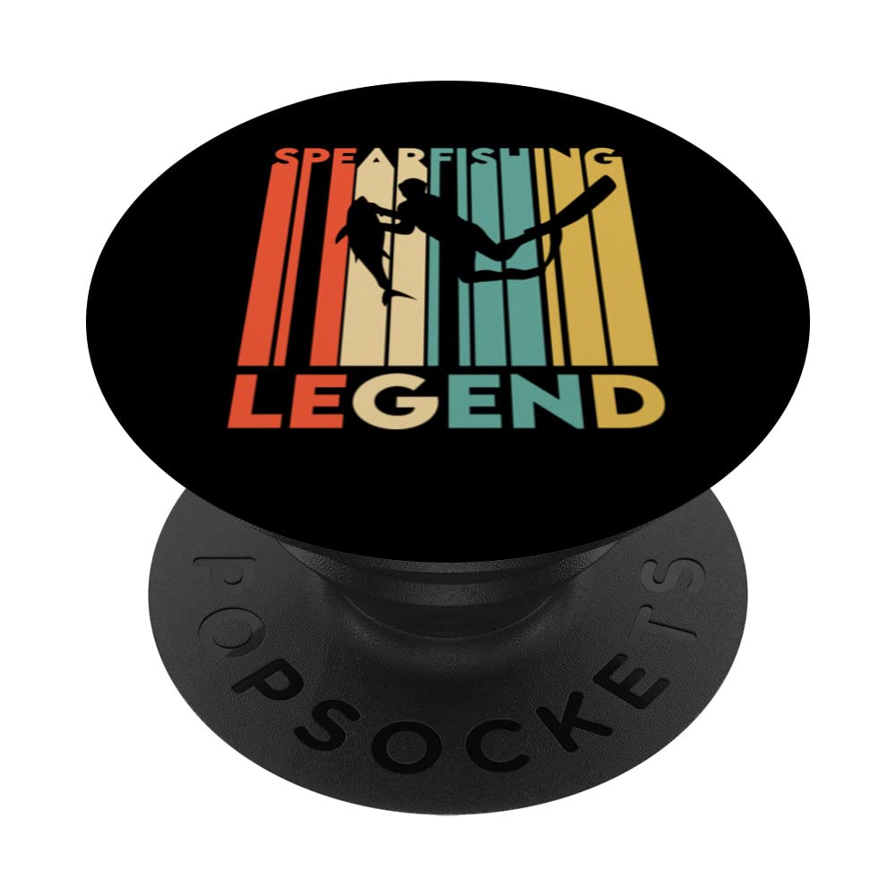 Retro Spearfishing Legend Apparel Fish Hunting Freediving PopSockets Swappable PopGrip