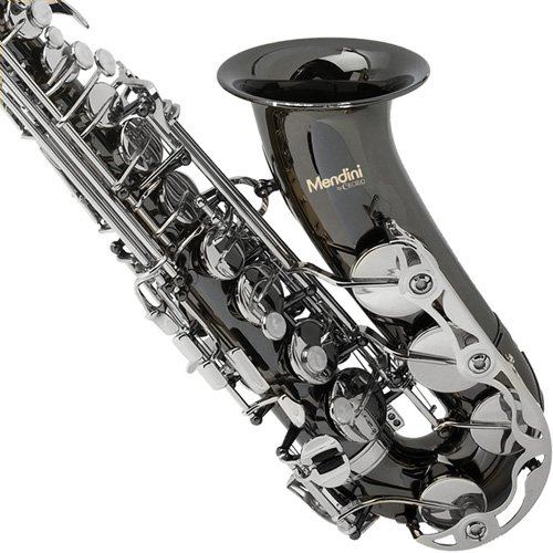 Mendini by Cecilio EFlat Alto Saxophone, Black Nickel Plated with