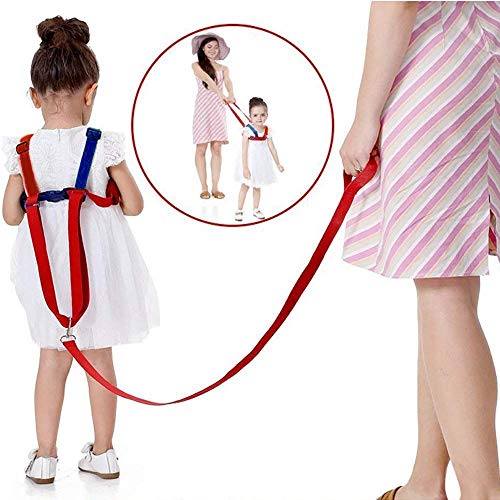 Toddler Leash & Harness for Child Safety,2 in 1 Anti Lost Wrist Link Baby Walking Harness for 0-5 Years Kids (Blue&Red)