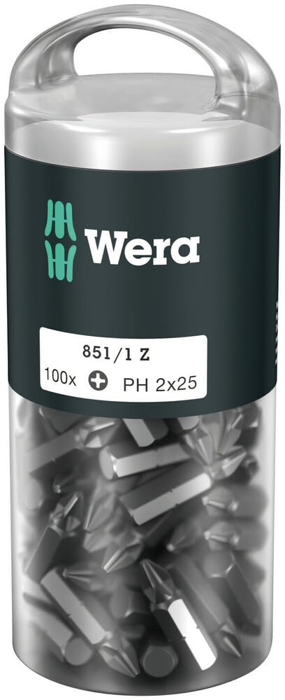 Wera 05072441001 851/1 Z DIY 100, Phillips bits, PH 2 x 25 mm, 100 Pieces