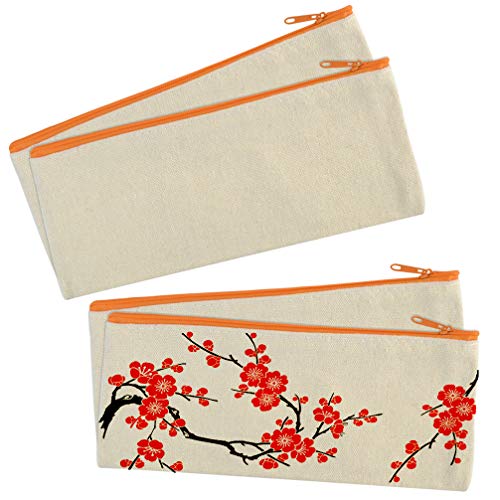 10 pcs Multi-Purpose Cotton Canvas Zipper Invoice Bill Bag Pen Pencil Cosmetic Makeup Bag Pouch Blank DIY Craft Bag (White, 3.5x8.3)