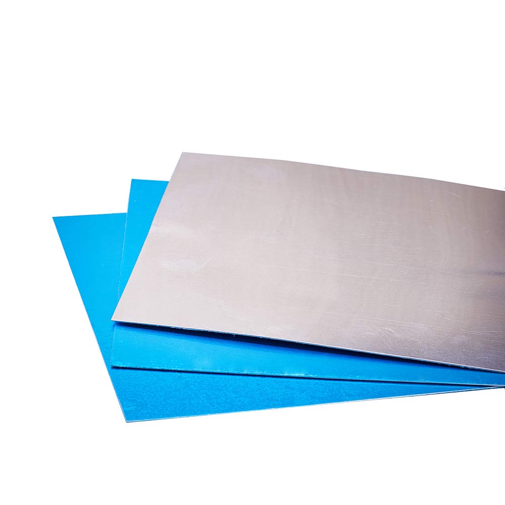 PandaHall 12pcs 0.5mm Thin Aluminum Practice Sheets Unplated Aluminium Panel Plate Metal Craft Pack for Jewellery Making Hand Stamping Embossing Etching, 15 cm/ 6Inch