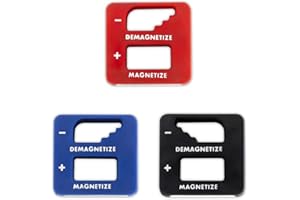 Katzco Precision Demagnetizer-Magnetizer - Pack of 3 Colors - Black, Red, Blue - for Screwdrivers, Small Tools, Small, Big Screws, Drills, Drill Bits, Sockets, Nuts, Bolts, Nails, Construction Tools