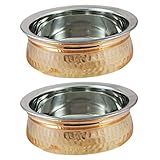 Serving Bowl Tureen Copper Stainless Steel Serving Dishes for Appetizers, Set of 2, Diameter 5 Inch