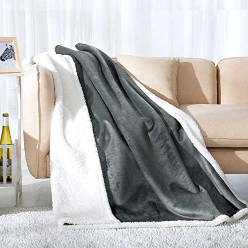 Fassbel Sherpa Throw Blanket Reversible Super Soft Lightweight Blanket Microfiber Warm All Season Blanket for Bed or Couch (50