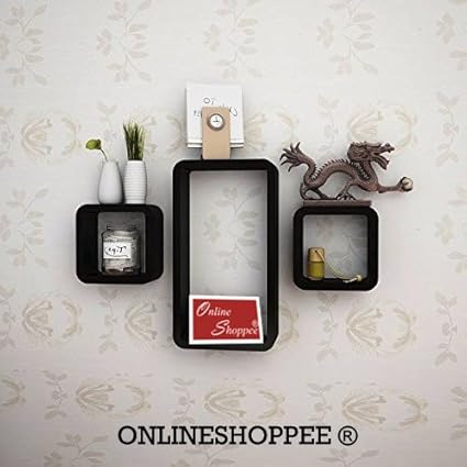 Onlineshoppee MDF Cube Shape Floating Wall Shelves Set of 3