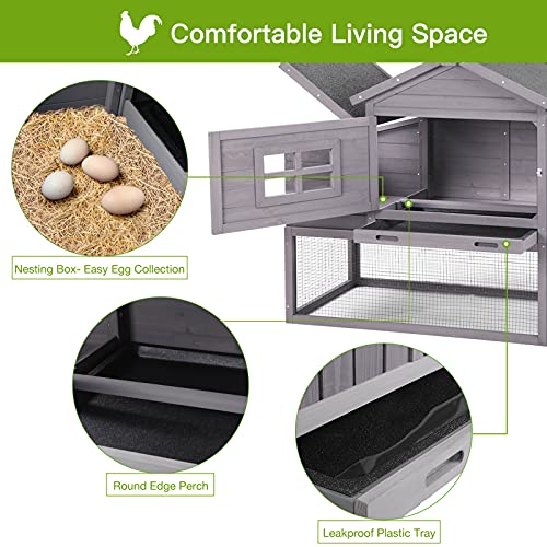 GUTINNEEN Chicken Coop with UV Resistant Roof, Outdoor Chicken House