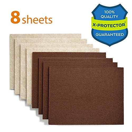 X-PROTECTOR 8 Pack Premium Felt Furniture Pads 8â€x6â€ HEAVY DUTY 1/5â€ Felt Sheets! Cut Furniture Felt Pads for Furniture Feet You Need â€“ Best Furniture Pads For Hardwood Floors!