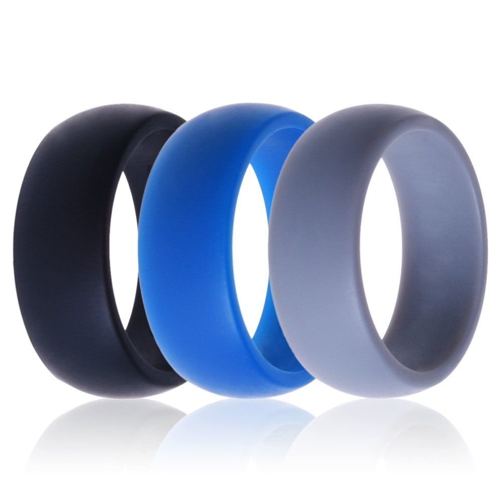 Dookeh Silicone Wedding Ring for Men Mens Silicone Wedding Band Breathable Skin Safe