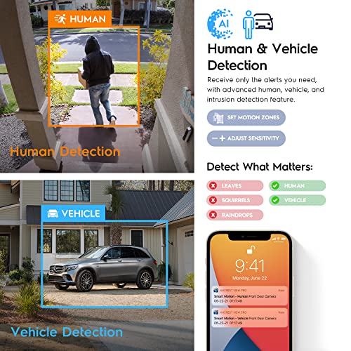 Amcrest 5MP AI Turret IP PoE Camera w/ 49ft Nightvision, Security IP Camera Outdoor, Built-in Microphone, Human & Vehicle Detection, Active Deterrent, 129° FOV, 5MP@20fps IP5M-T1277EW-AI