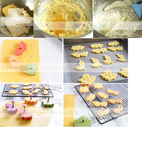 4Pcs Plunger leaves cookie Cutters biscuit plunger Mold cake decorating supplies Fondant embosser Decoration edible Anyana baking stamp christmas fall pie crust decoration