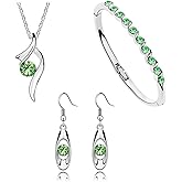 Txibikn Elegant Necklace Earrings Bracelet Set Jewelry Crystal Pendant for Women Wedding Party Gift