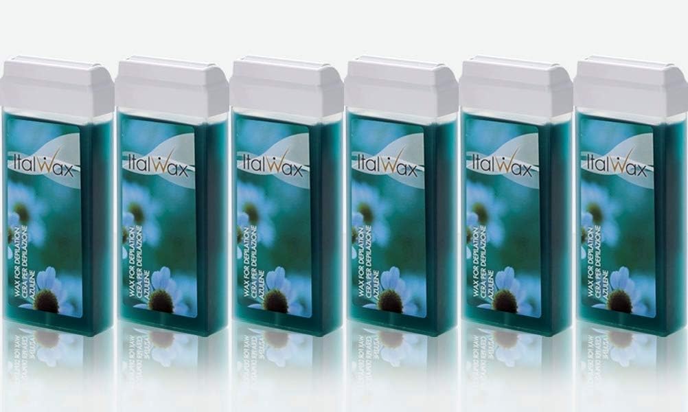 Italwax Classic Roll-On Wax Cartridge, Pack of 6 x 100ml, Azulene Formula, Gentle on All Skin Types