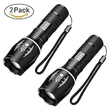 Flashlights,SKYROKU 2 Pack LED Handheld Flashlight T6 Brightest LED Flashlight with 5 Modes Waterproof Flashlight for Biking Camping, 2 YEARS warranty