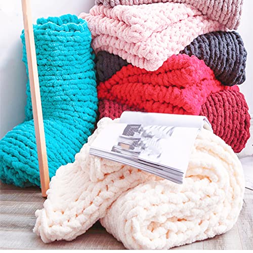 Blush Pink 4 Pack Super Bulky Chunky Blanket Chenille Yarn for Arm Knitting, 32oz Extreme Soft