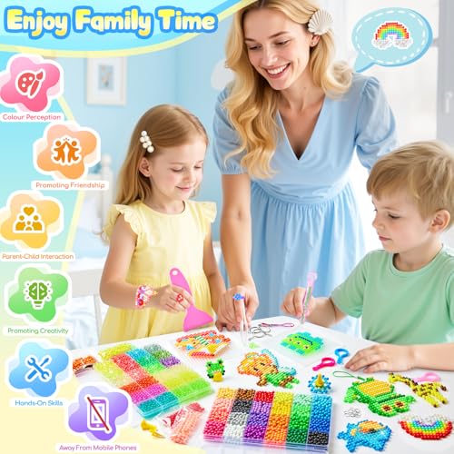 DazzBoom 5100+ Kids Water Beads, Set of 48 Large Grid Beads in Eight Colors, 42 Colors Fixed Water Mist Beads, 6 Colors Luminous Water Mist Beads, Water Beads