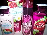 4 Piece Bath & Body Works Bourbon Strawberry & Vanilla Deluxe Gift Set- Body Cream, Fragrance Mist, Body Lotion & Shower Gel (Bourbon Strawberry & Vanilla)