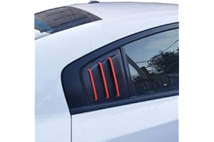 Side Window Louvers Air Vent Scoop Shades Cover Blinds ABS for Dodge Charger 2011-2021 (Red line)