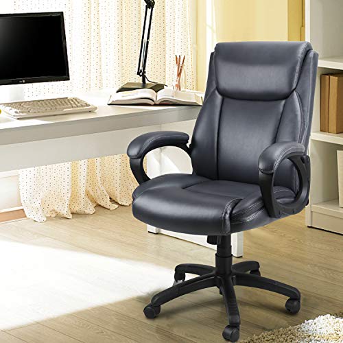 Mysuntown Executive Office Chair, Bonded PU Leather Swivel Chair for Big and Tall Users, Ergonomic High Back with Lumbar Support