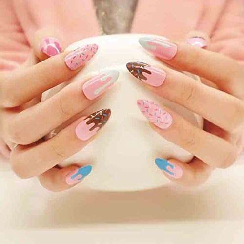 Nail Art 24pcs Long False Nails Stiletto Full Cover Tips wi/ Pattern Sweet World