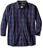 Wrangler Men's Big and Tall George Strait One Pocket Long Sleeve Grey/Black Woven Shirt