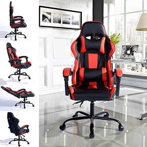 Aingoo Gaming Computer Chair Red High Back Ergonomic Racing Chair Swivel Chair Headrest Lumbar Support