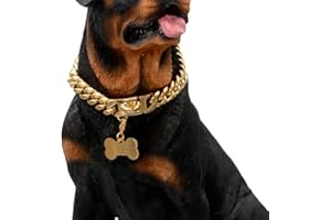MTRSUE 15MM Gold Dog Chain Choke Collar,18K Solid Cuban Link, Heavy Duty Chew Resistant with Design Secure Buckle, for Medium