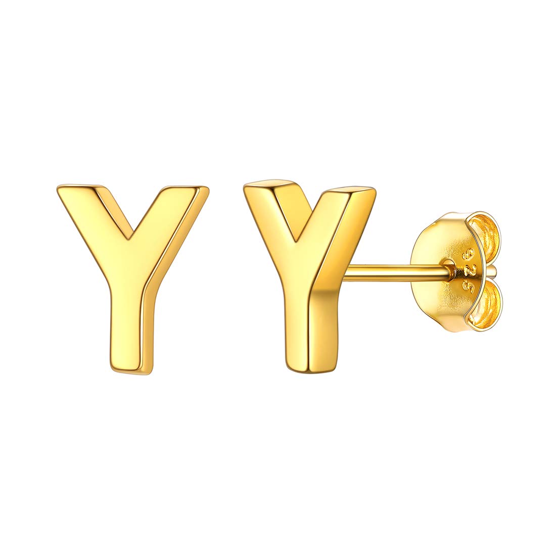 ChicSilver Letter Y Earrings for Women Gold Plated Initial Earring Studs Alphabet Jewelry