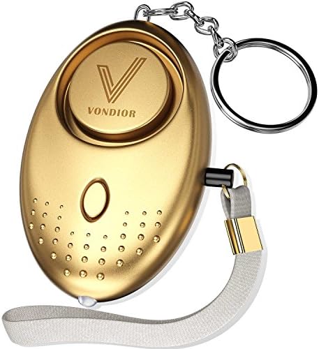 Emergency Personal Alarm - Siren Song, Extreme Loud (130dB) with LED Flashlight, Safesound alarms keychain for women, kids and Elderly. Self defense protection &amp; Safe Sound Devices by Vondior - Gold