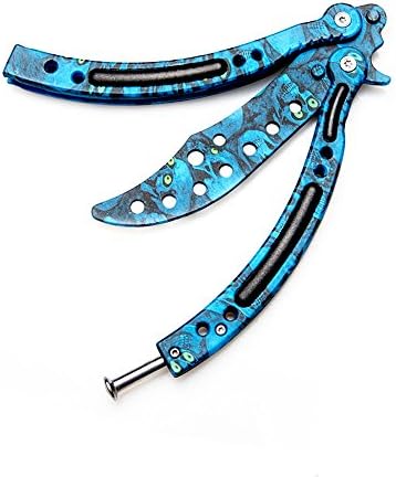 Era Demon Training Tactical Knife, Cross Fire Cs:Go Practice No Sharp Knife Handle Folding Tactical Training Knife - Blue Skull