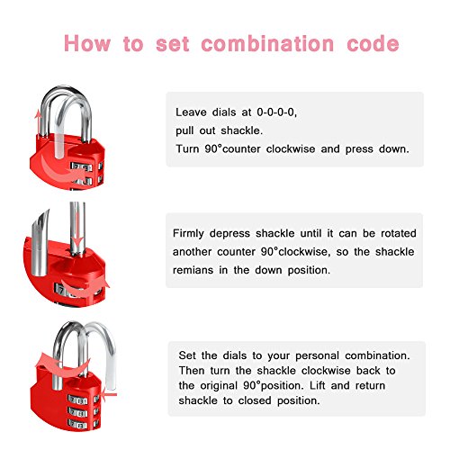 Combination Lock, Blingco 4 Digit Combination Padlock for Gym & Sports Locker, School, Employee, Fence, Case, Toolbox, Hasp Cabinet & Storage - 2 Pack & Red