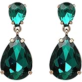 Denifery Emerald Green Earrings Teardrop Earrings Women's Rhinestone Crystal Elegant Drop Dangle Earrings for Women